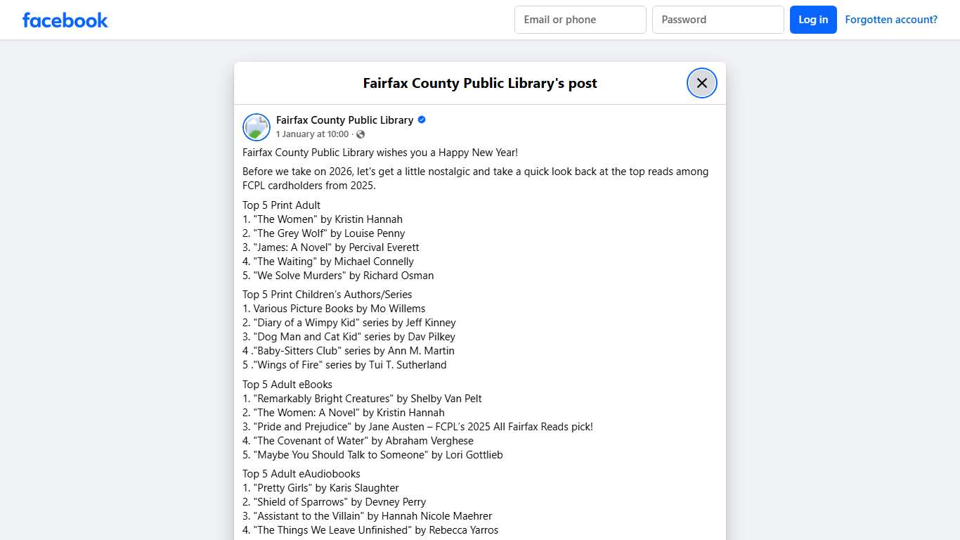 Fairfax County Public... - Fairfax County Public Library Facebook
